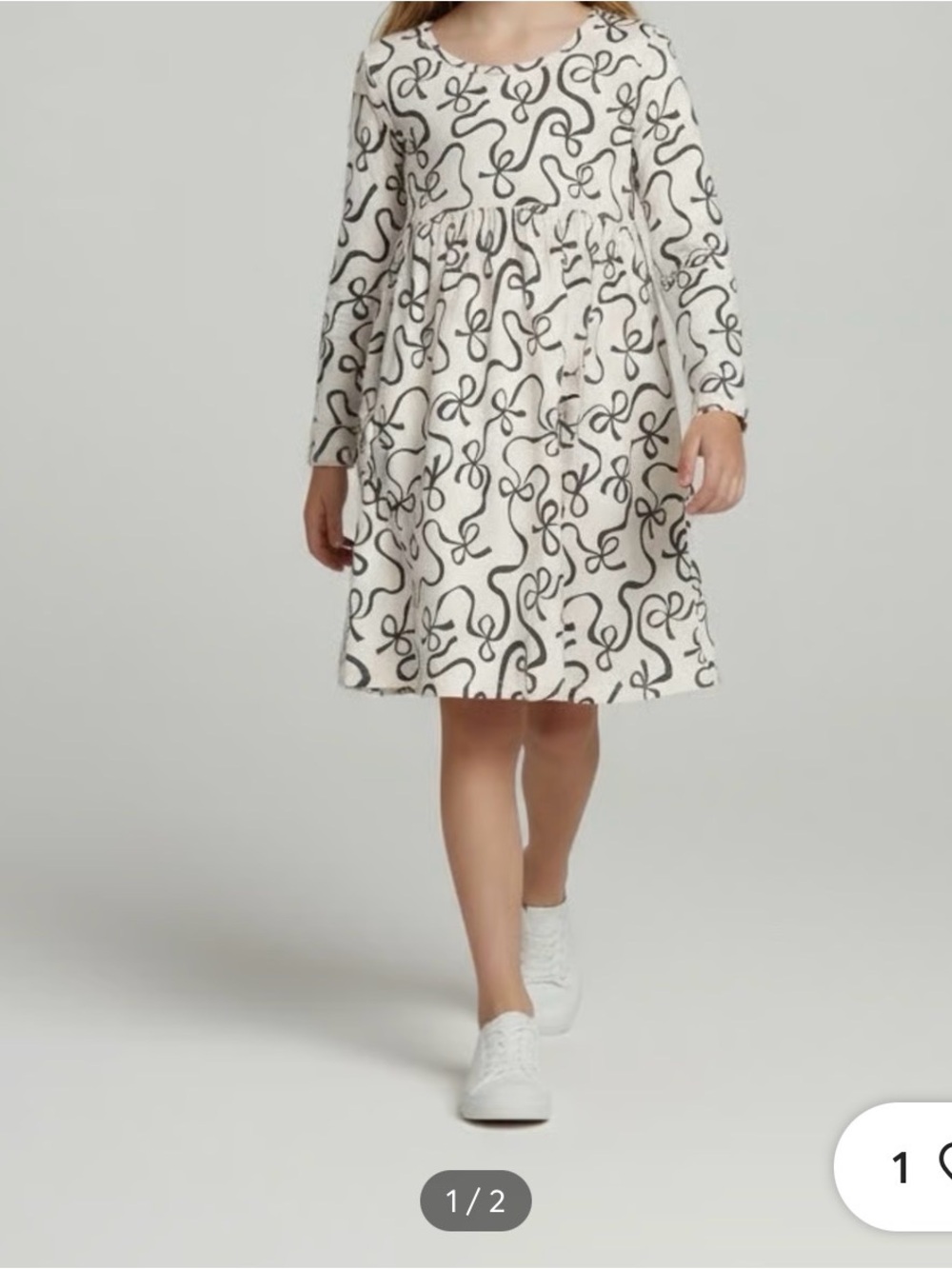 Hanna Andersson Cream Dress with Black Bow Print